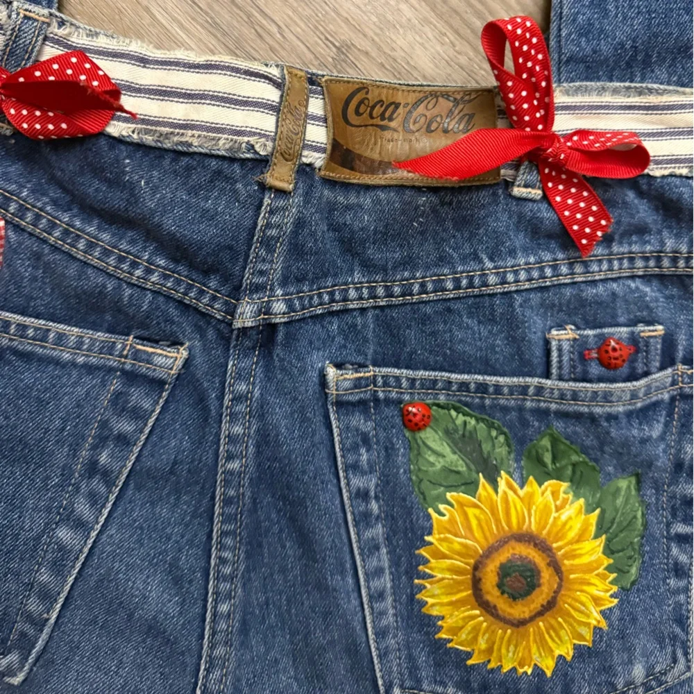 Handmade Sunflower & Ladybug Denim Bumbag Purse
